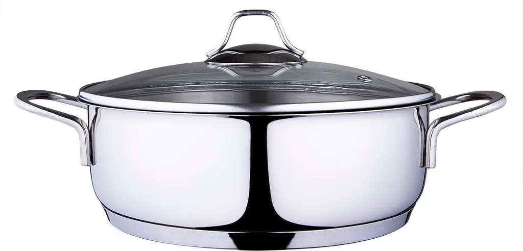 Serenk Modernist Serving Pan, Universal Pan, Stainless Steel Casserole, 24cm/1.5 Liters, Made in Turkey