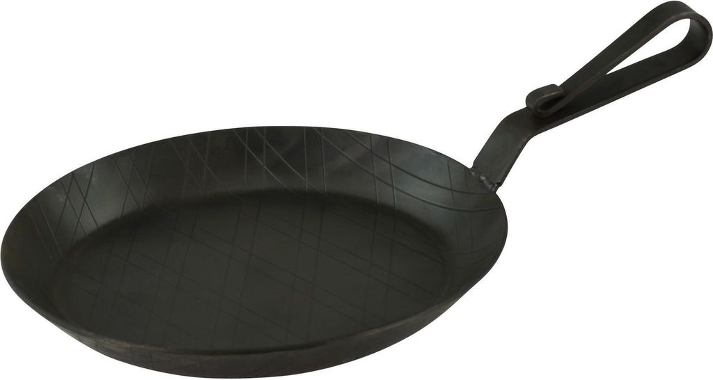 GVKECO Serving pan made of wrought iron with curved hook handle, Ø 20 cm, 1 piece
