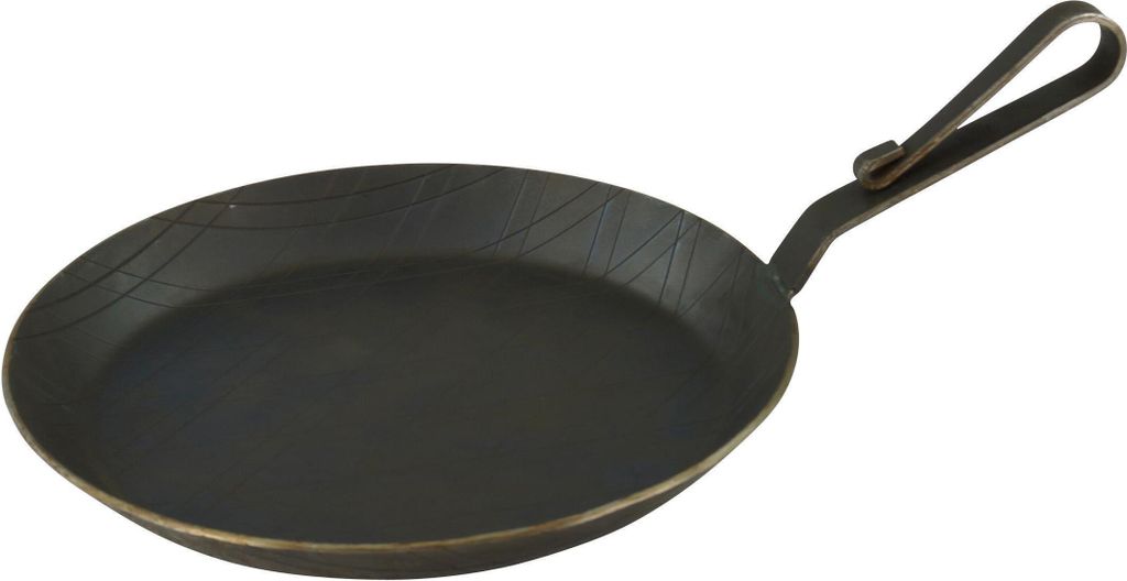 GVKECO Serving pan made of wrought iron with curved hook handle Ø 24 cm 1 piece