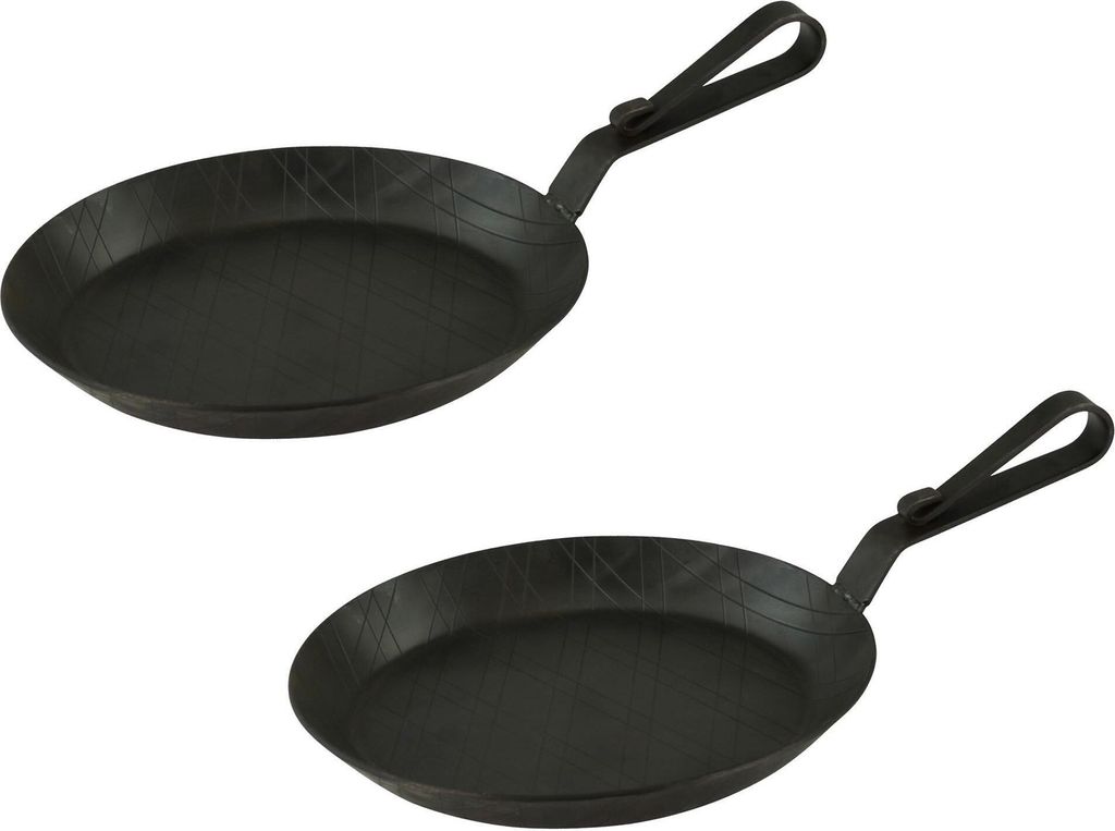 GVKECO Serving pan made of wrought iron with curved hook handle Ø 24 cm 2 pieces