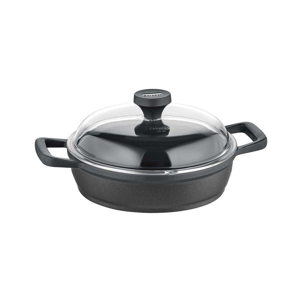 Berndes Serving pan with glass lid, 28 cm, aluminum, black - Edition 100