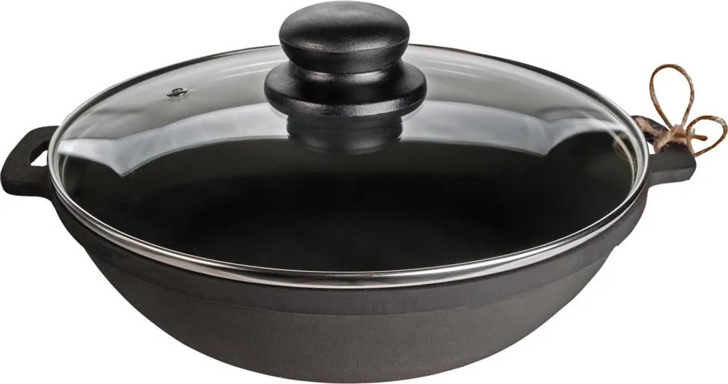 rukauf Serving pan with glass lid, cast iron frying pan, cast iron frying pan, 28cm T104C3