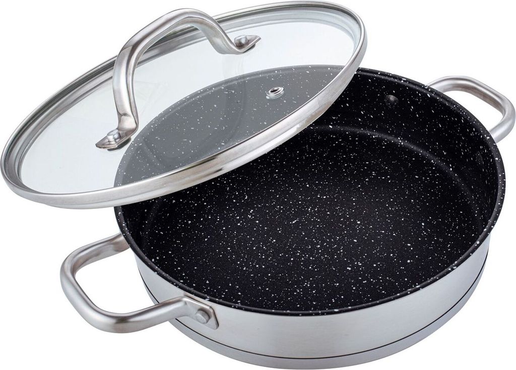 Michelino Serving pan Ø 28cm, stainless steel series pan with glass lid, suitable for all types of cookers