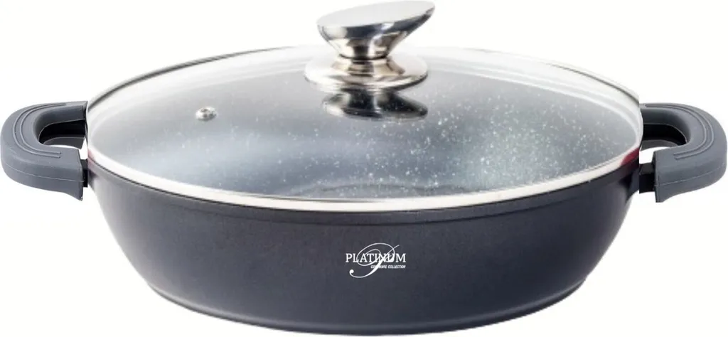 Platinum Cookware Collection Serving pan, braising pan, saucepan with lid, induction compatible, 24cm, cast aluminum