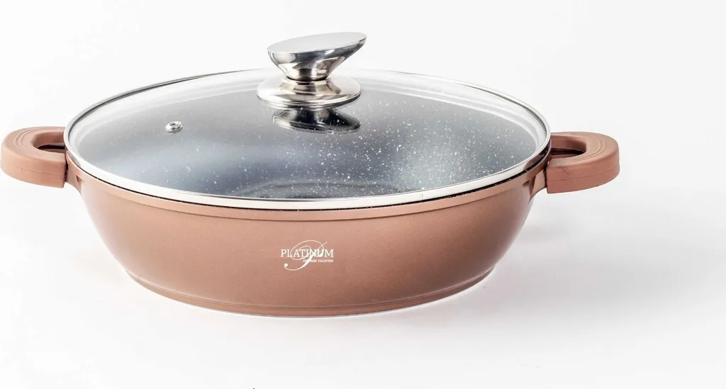 Platinum Cookware Collection Serving pan, braising pan, saucepan with lid, induction compatible, 28cm, cast aluminum