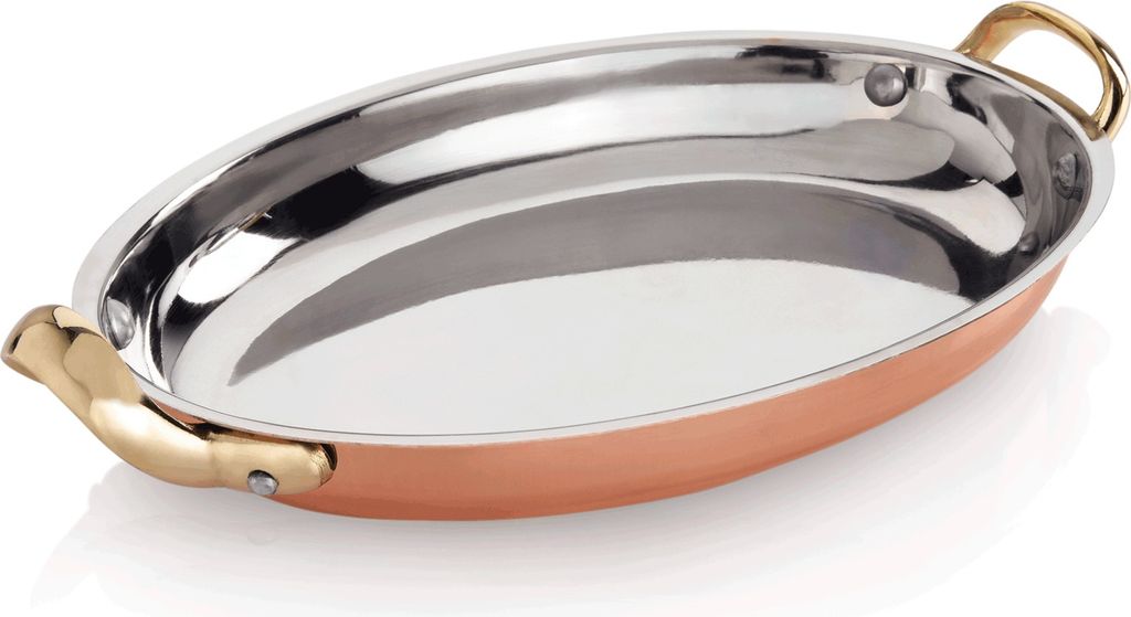 Wasa Serving pan STEEL & STYLE AMBER, 35 x 22 x 4.5 cm, 1.6 ltr., copper, brass, chrome-nickel steel
