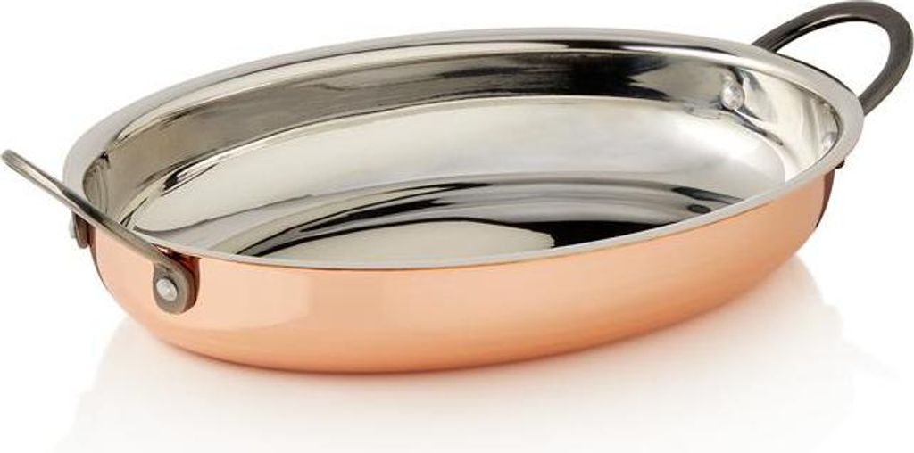 WAS GERMANY Serving pan STEEL & STYLE RUBY, 25 x 18 x 3.5 cm, 0.9 ltr., copper, brass, chrome-nickel steel