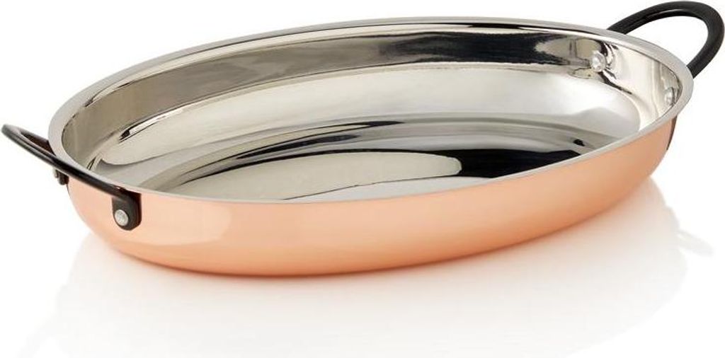 WAS GERMANY Serving pan STEEL & STYLE RUBY, 30 x 22 x 4.5 cm, 1.5 ltr., copper, brass, chrome-nickel steel