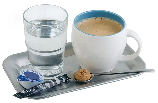 Coffee House serving tray, 21.5 x 13 cm, H: 1.5 cm, stainless steel, matte finish, 6 sets