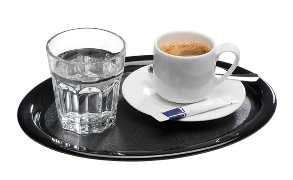Coffee House serving tray, 26 x 20 cm, H: 1.5 cm, melamine, black, 2 sets