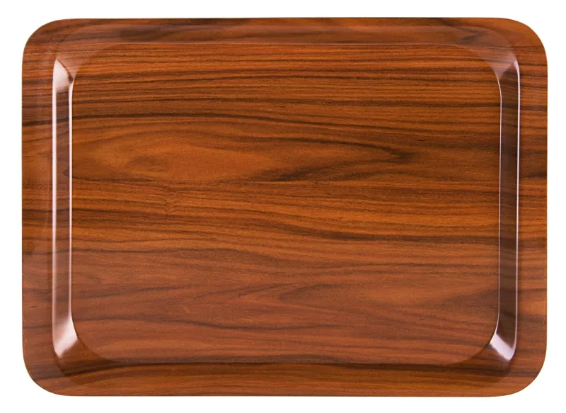 Contacto Serving tray, walnut-colored, pressed wood, 44 x 32 x 1.7 cm