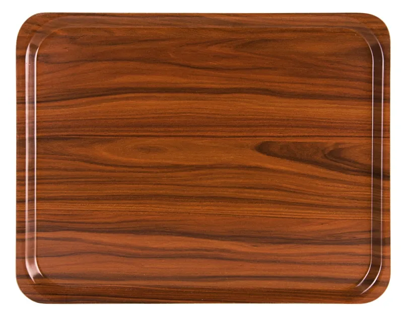 Serving tray, walnut-colored, pressed wood, 46 x 36 x 1.5 cm