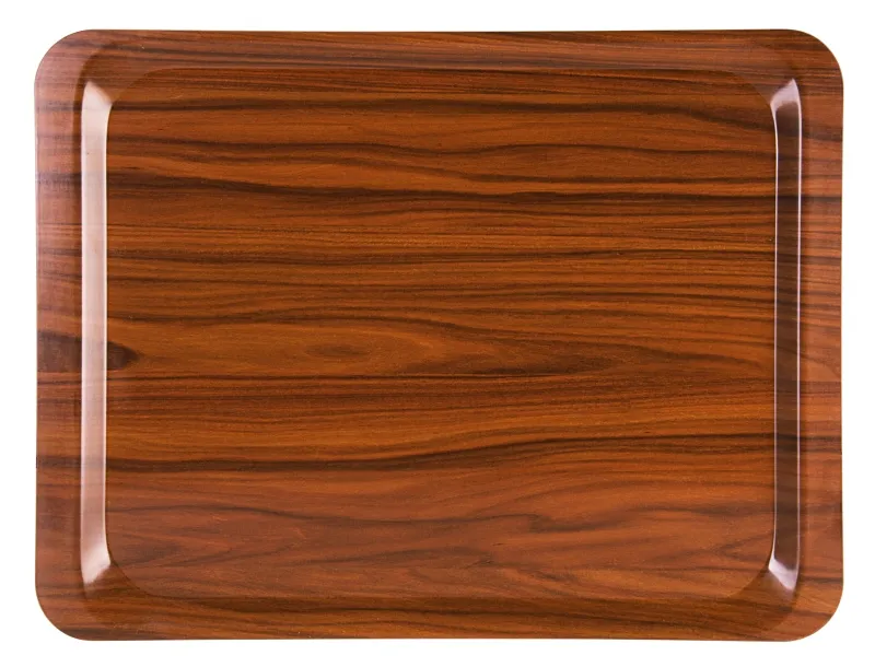 Serving tray, walnut-colored, pressed wood, 52 x 39 x 1.5 cm