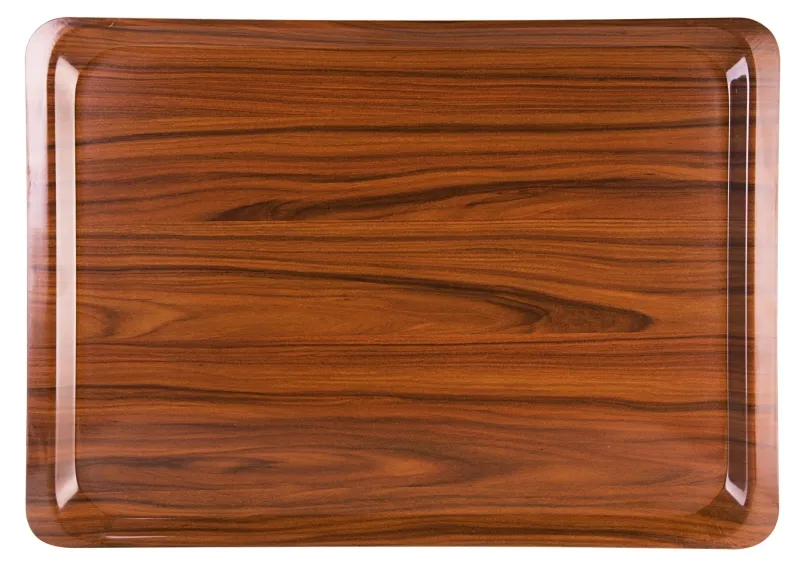 Serving tray, walnut-colored, pressed wood, 61 x 43 x 1.7 cm