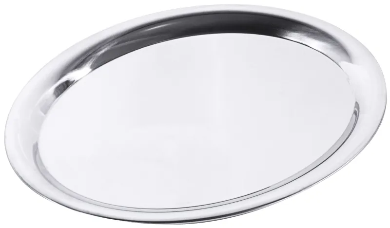 Serving tray, oval, glossy, with rolled edge, stainless steel, 26.5 x 19.5 x 1.2 cm
