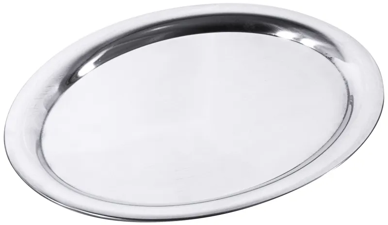 Serving tray, oval, glossy, with rolled edge, stainless steel, 28.5 x 22 x 1.4 cm