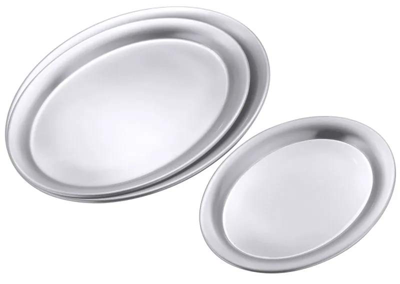 Serving tray, oval, matte, rolled edge, stainless steel, 20 x 14.5 x 1 cm