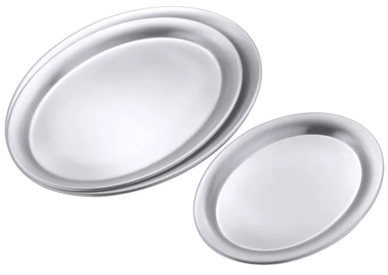 Serving tray, oval, matte, rolled edge, stainless steel, 26.5 x 19.5 x 1.2 cm