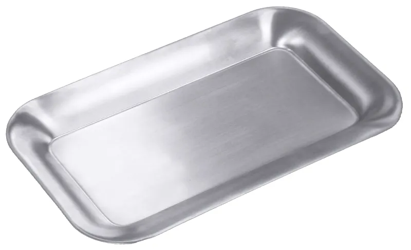 Serving tray, rectangular, with rolled edge, stainless steel, 21 x 13 x 1.5 cm