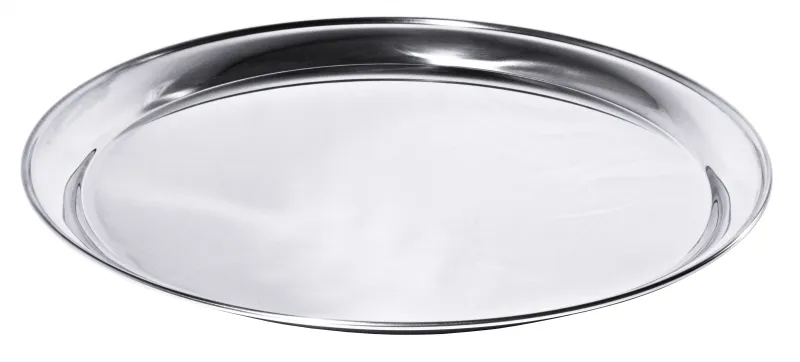 Serving tray, round, rolled edge, stainless steel, D: 40 cm, H: 2.2 cm