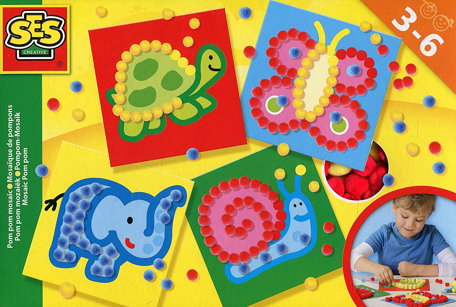 SES Creative Ses Pom Pom Mosaic Craft Multi Colour