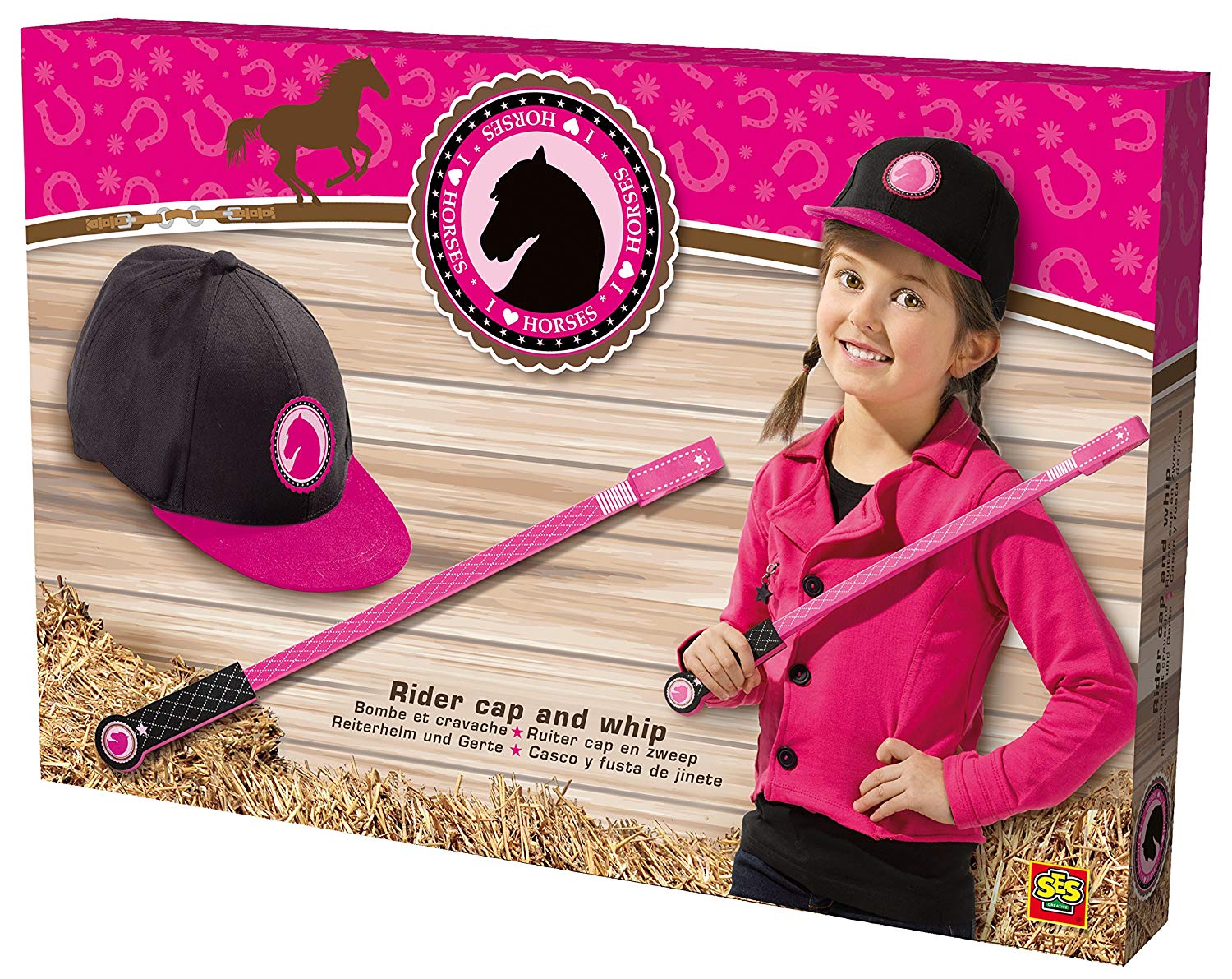 SES Creative Ses Rider Cap And Whip Black Pink