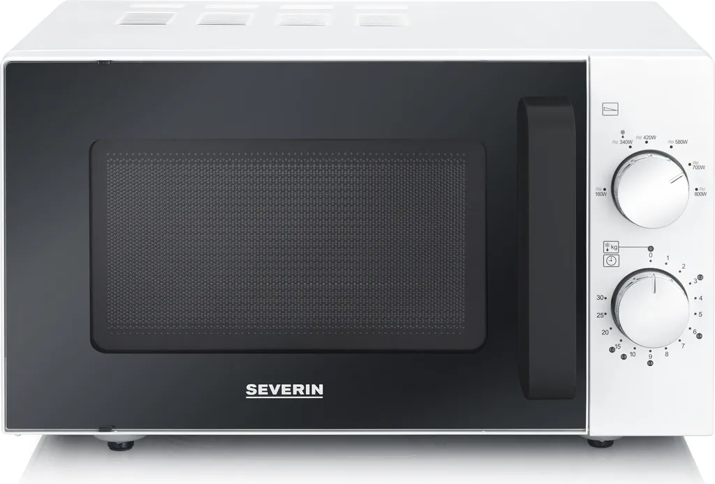 Severin MW 7574, worktop, solo microwave, 20 l, 800 W, rotary knob, black, silver, white