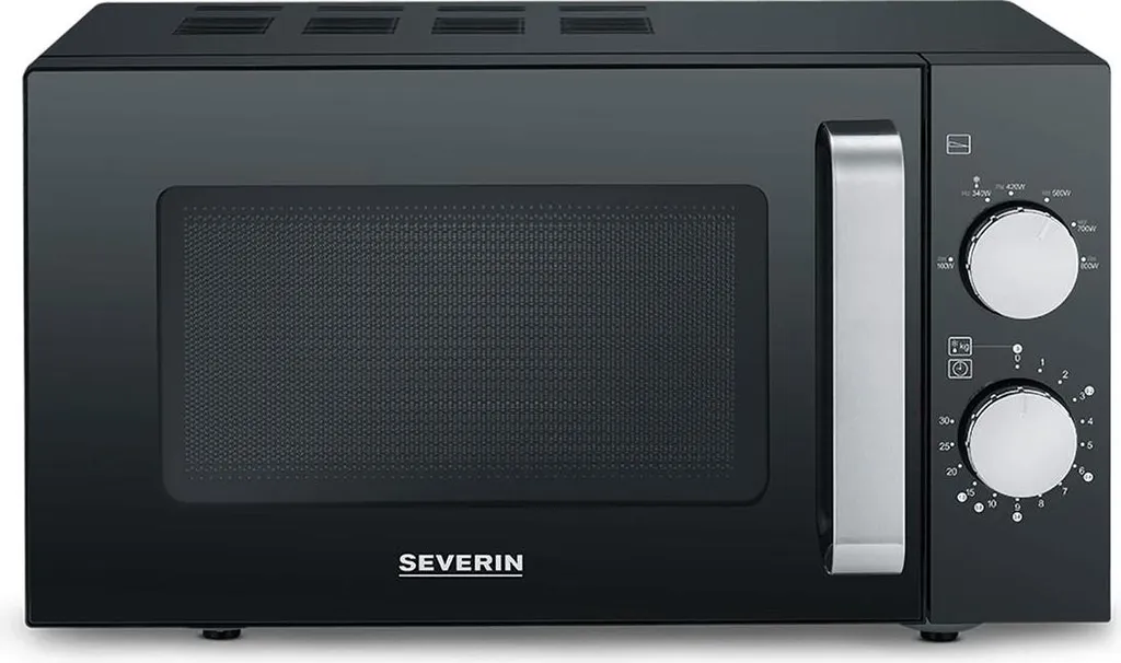 SEVERIN Solo Microwave with Glass Base MW 7761 made of Stainless Steel, Matte Black Silver Microwave Oven