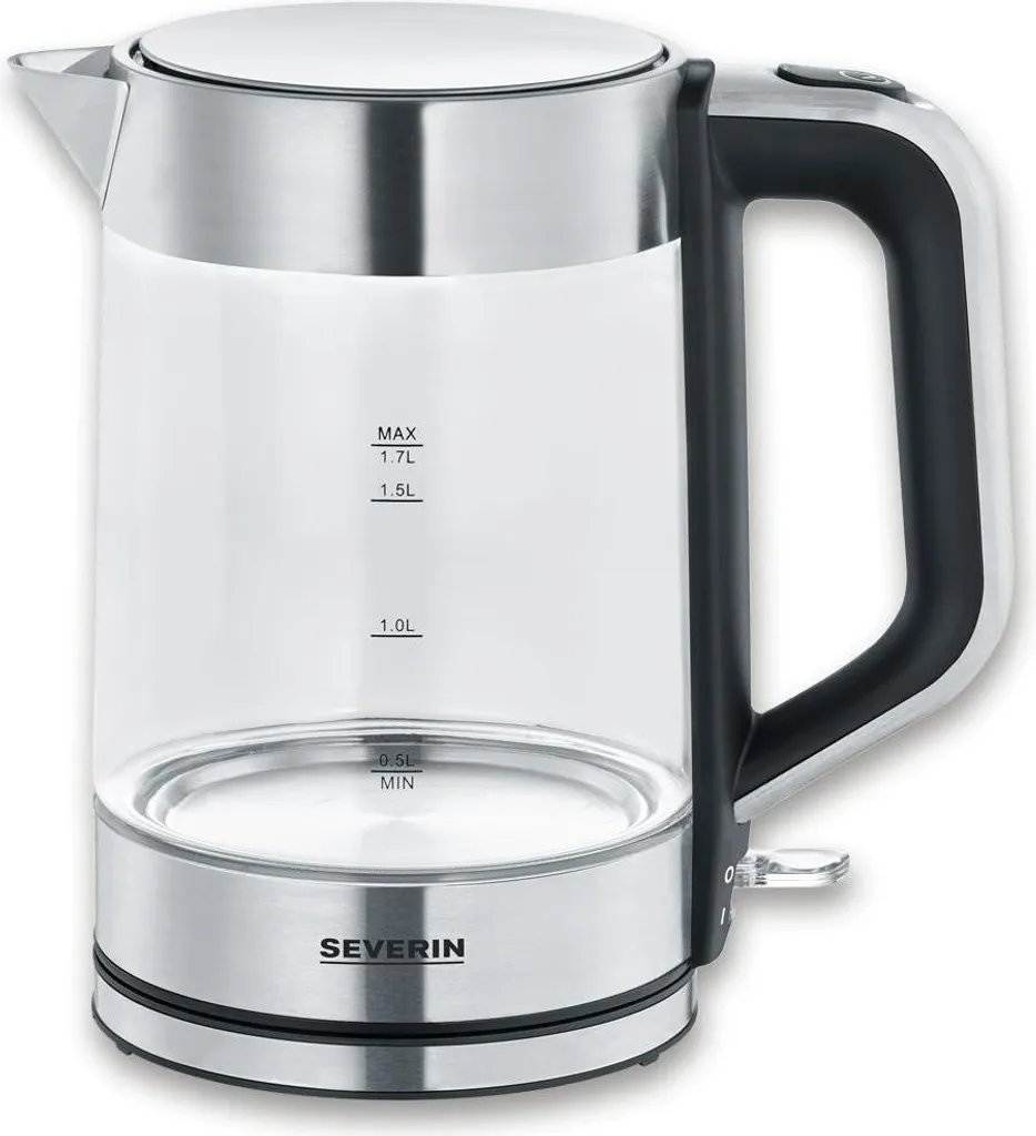 Severin WK 3420 Kettle 1.7 l 2200 W Black, Stainless Steel, Transparent