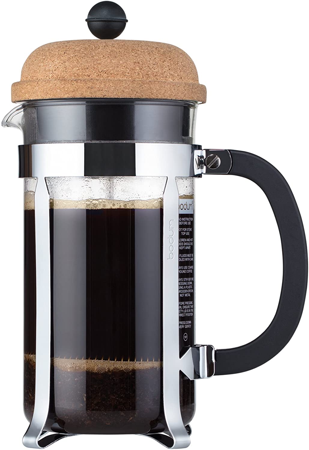 Bodum Chambord 3 Cup Coffee Maker Glass, Transparent/Cork, 7.5 cm