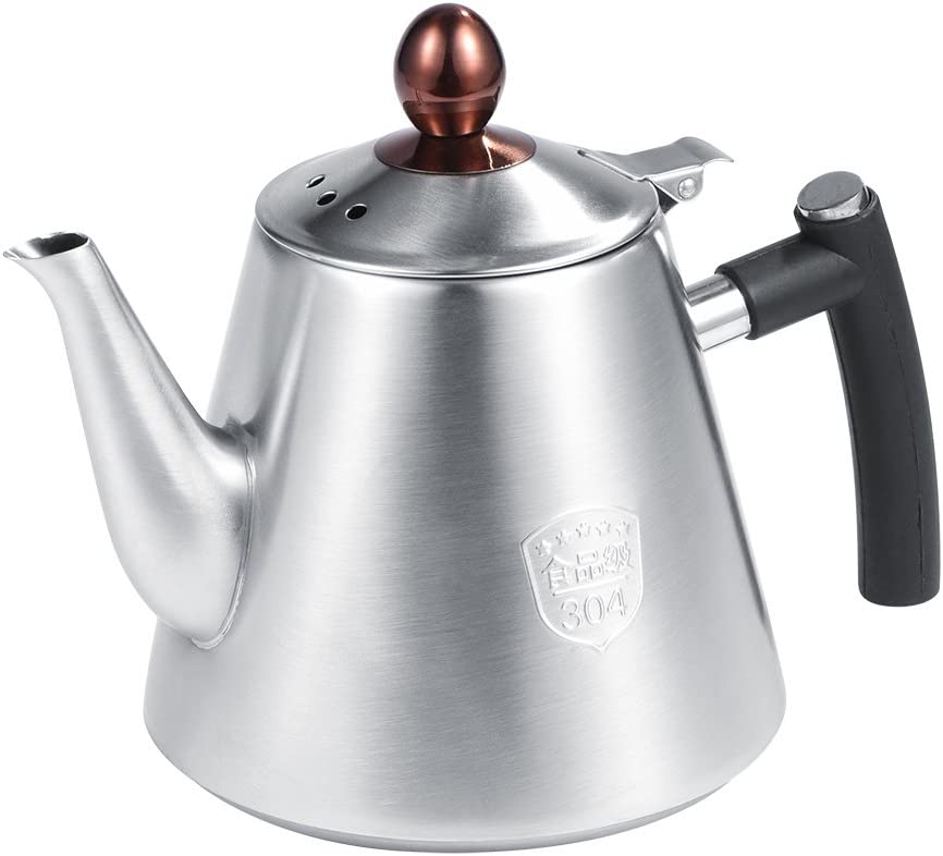Atyhao Stove Teapot, Teapot with 1.2 L Capacity, Stainless Steel Stove Teapot Tea Coffee Pot Kettle Heat Resistant Fast Boiling Silicone Handle (Matte)