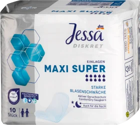 Jessa Diskret Insoles incontinence maxi super, 10 hours