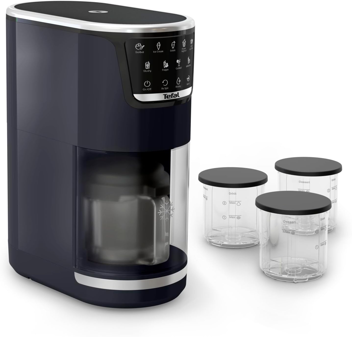 Tefal Store Tefal Dolci Ice Cream Maker - 10 Programmes for Ice Cream, Sorbet, Gelato & Frozen Yogurt, 1-Step Perfector Technology, Includes 3 x Tritan Ice Bowls, Mix-in Function & Automatic Cleaning Program