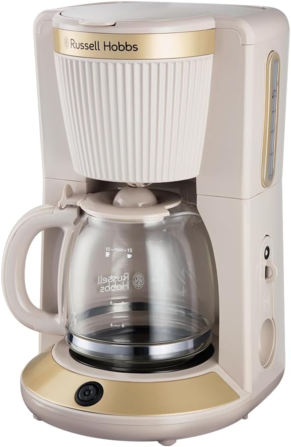 Russell Hobbs Brontë Stone Filter Coffee Machine [1.25L, 1100W] (WhirlTech Brewing Technology, Drip Stop, Warming Plate, Glass Jug, Water Level Indicator, Pause & Pour Function) Coffee Machine 26781-56