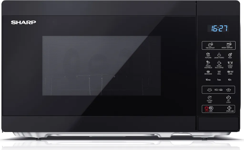 SHARP MG02EB Microwave with Grill (Microwave: 800W, Grill: 1000W, 11 power levels, black)