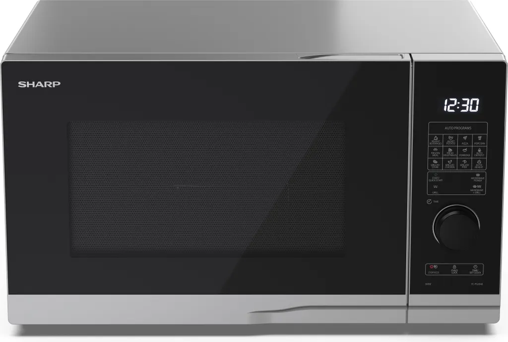 SHARP PG284AES Microwave with Grill, Microwave: 900W, Grill: 1000W, 10 Power Levels, Silver