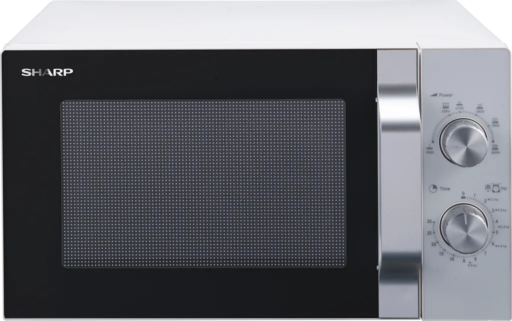 Sharp R204WA Microwave, White, 800 Watts, 20 l Capacity, 45.2 cm Width, Automatic Defrost