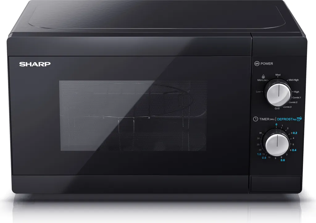 SHARP YC-MG01E-B Microwave with Grill, Microwave: 800W, Grill: 1000W, 5 Power Levels, Black