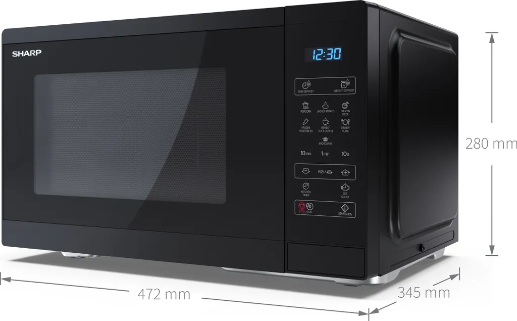 SHARP YC-MS252AE-B Microwave Oven, 11 Power Levels, 25 Liters, Fully Digital Control, Black