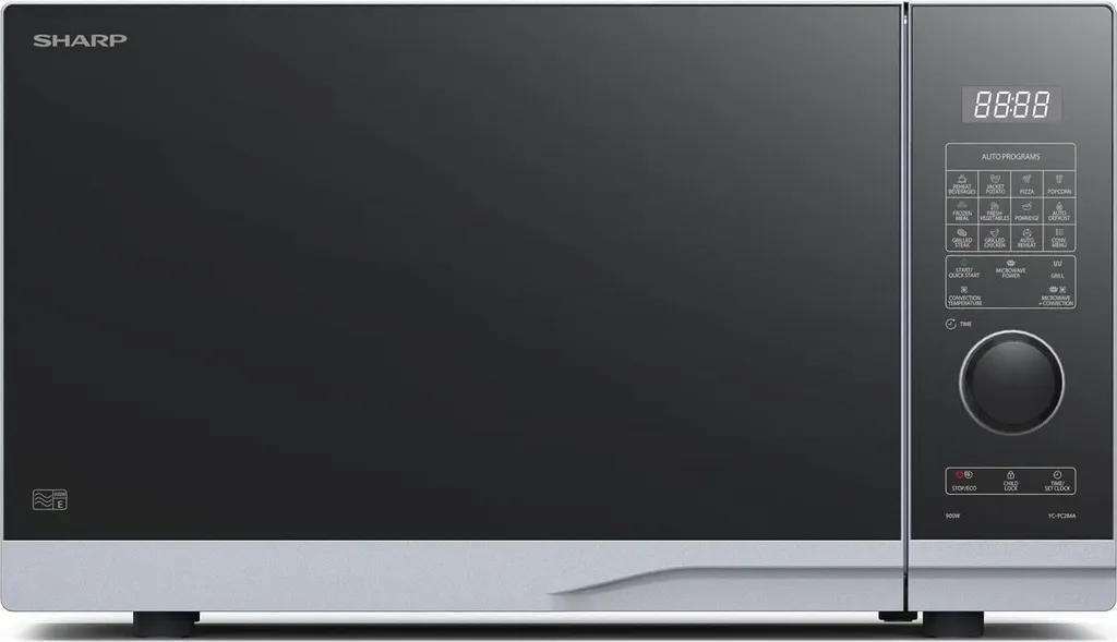 SHARP YC-PC284AE-S Microwave with Grill and Convection (Hot Air) Microwave: 900W, Grill: 1250W, Hot Air: 2200W, 10 Power Levels, Silver
