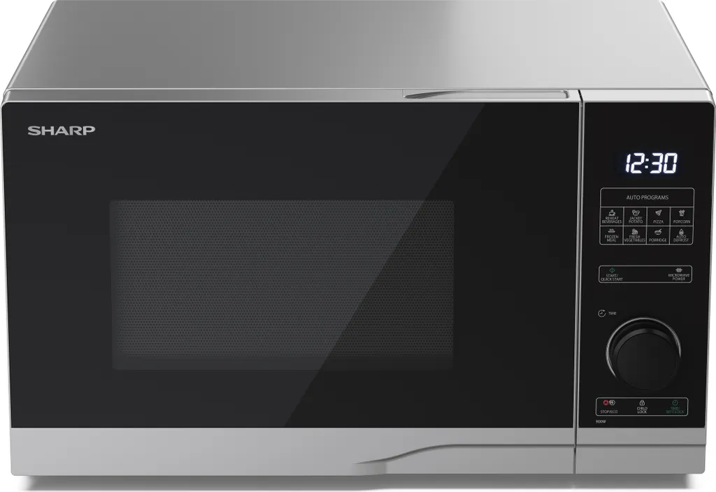 SHARP YC-PS234AE-S Microwave oven, 10 power levels, 23 liters, semi-digital control, silver