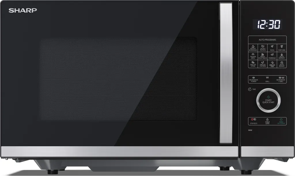 SHARP YC-QG234AE-B Microwave with Grill, Microwave: 900W, Grill: 1000W, 10 Power Levels, Black