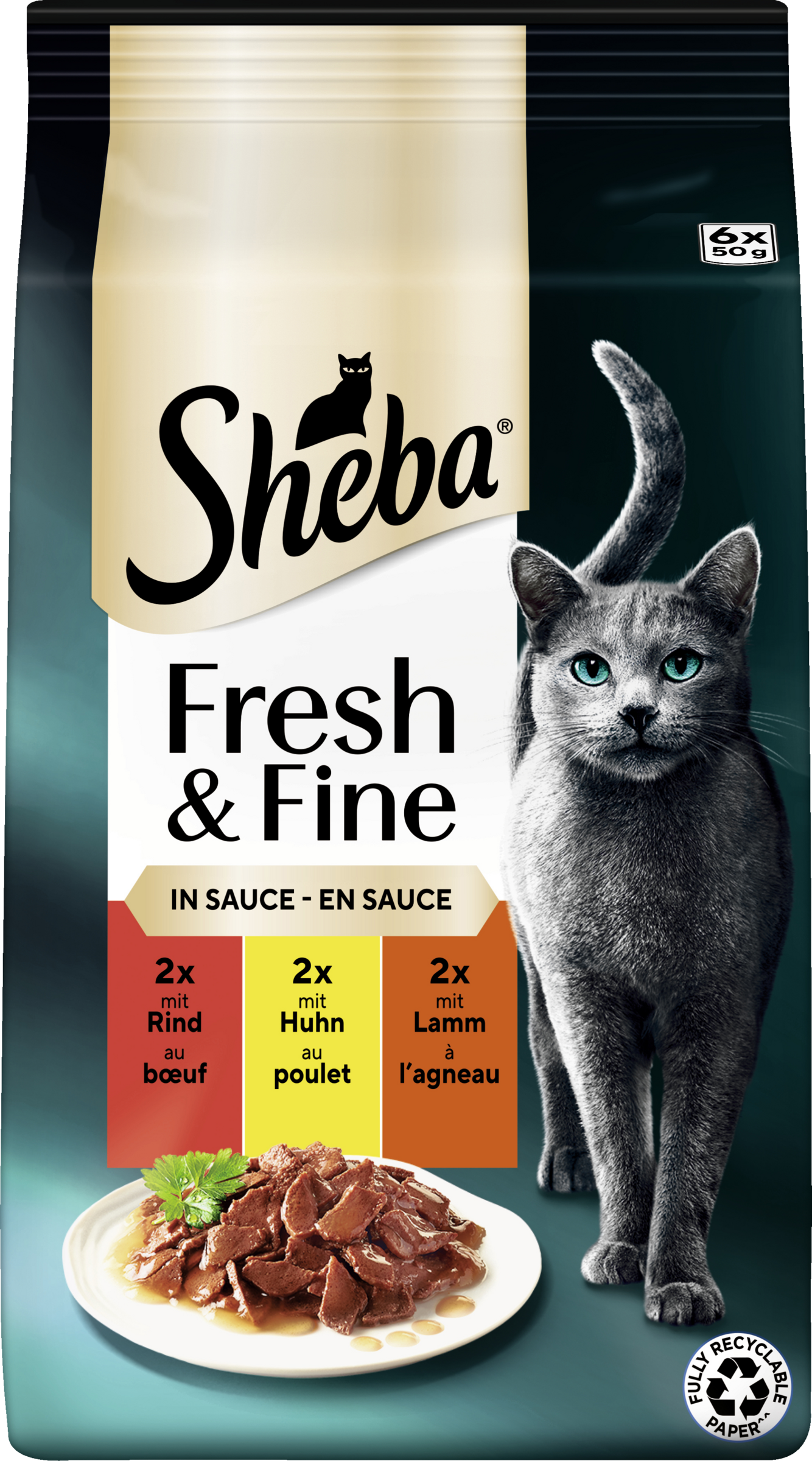 Sheba Fresh Fine Multipack Portion Pouches Beef Chicken Lamb in Sauce