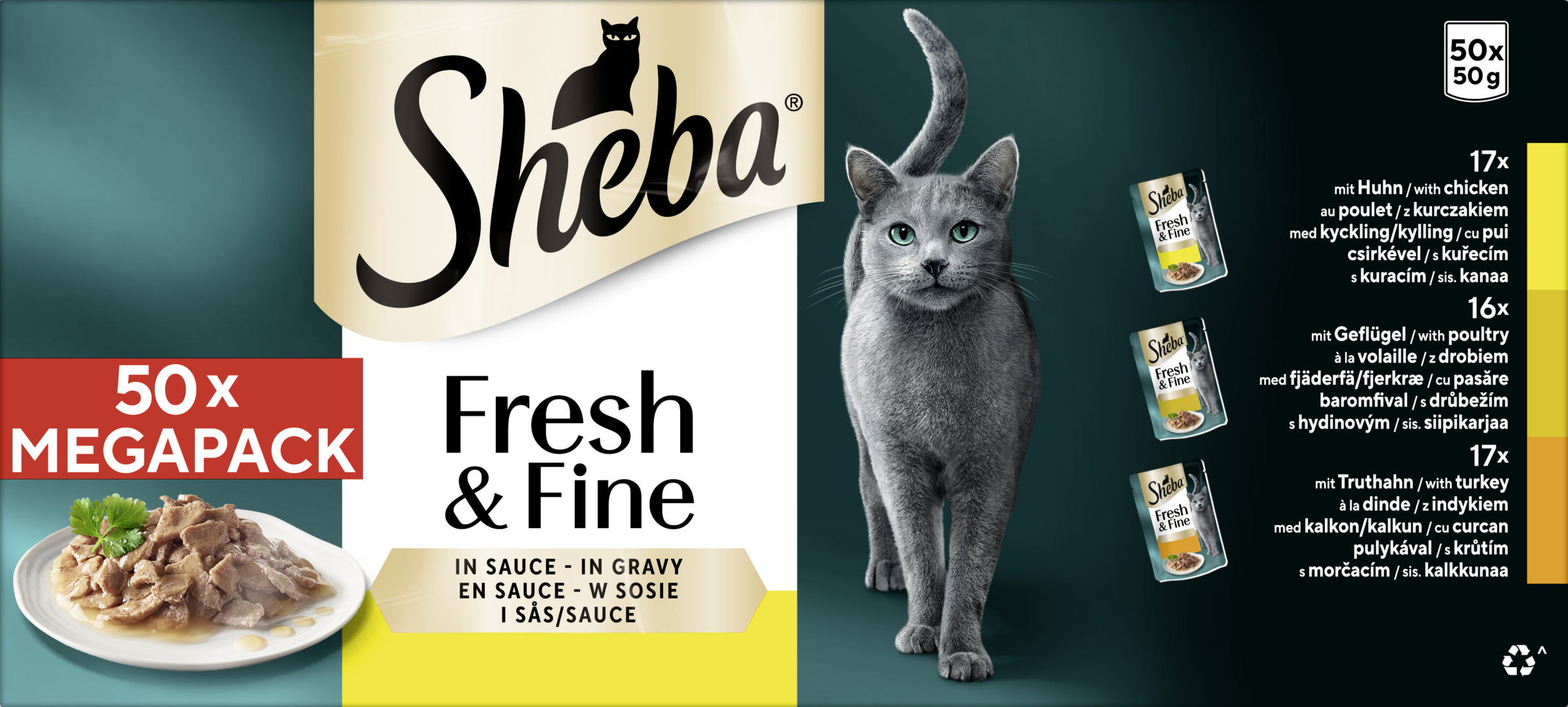 Sheba Fresh & Fine Portion Pouches Chicken, Poultry & Turkey in Sauce Multipack