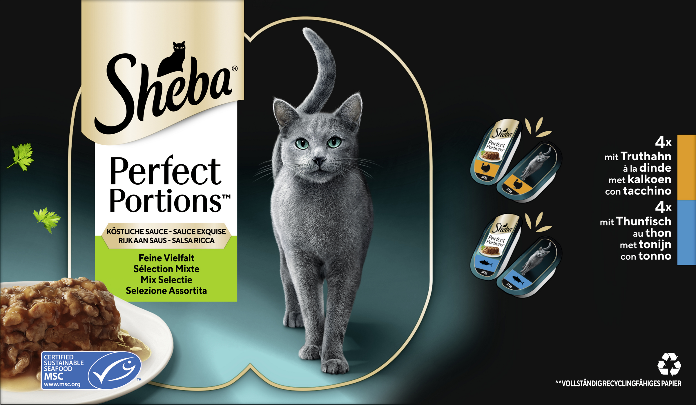 Sheba Perfect Portions Fine Variety Turkey & Tuna in Sauce Multipack