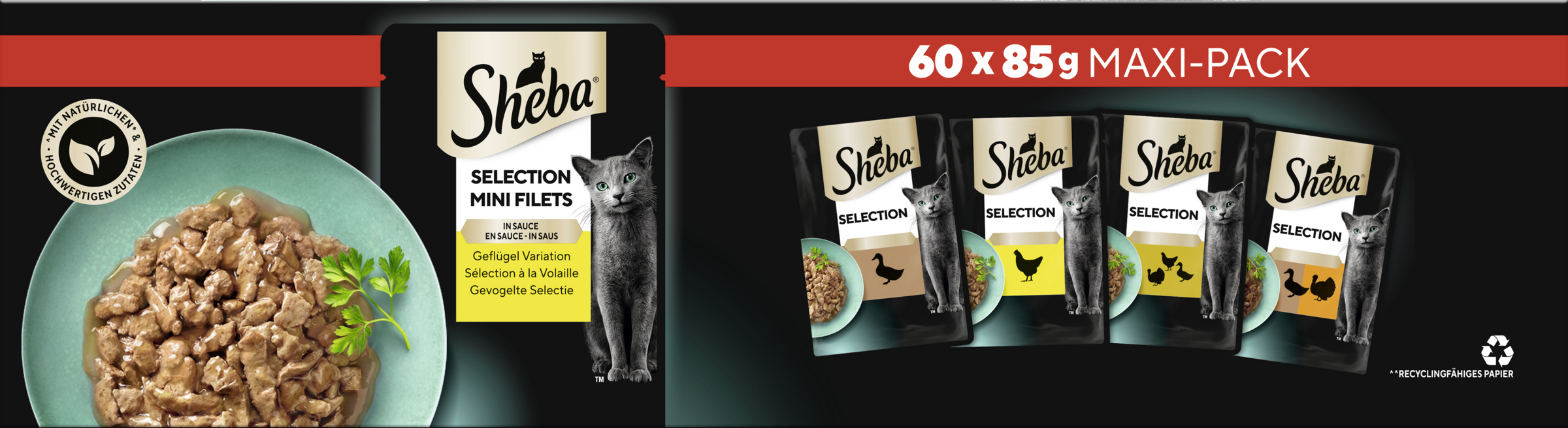 Sheba Selection Mini Portion Pouches Poultry Variation in Sauce Multipack