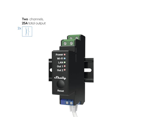 Hornbach Shelly Pro 2PM - relay max. 25A 2 phases 2 channels DIN WLAN LAN Bluetooth