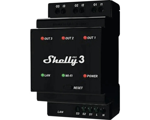 Shelly Pro 3 - Relay max. 48A 3 phases 3 channels DIN WLAN LAN Bluetooth