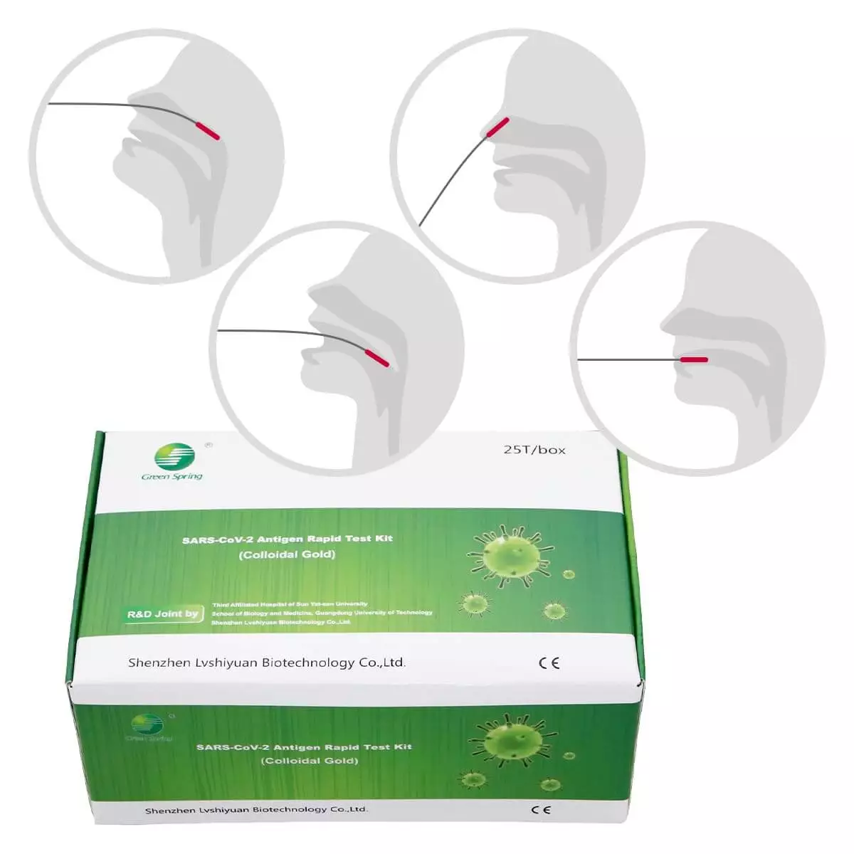 Shenzhen Lvshiyuan Biotechnology Green Spring SARS-CoV-2 antigen rapid test kit, 25 pieces