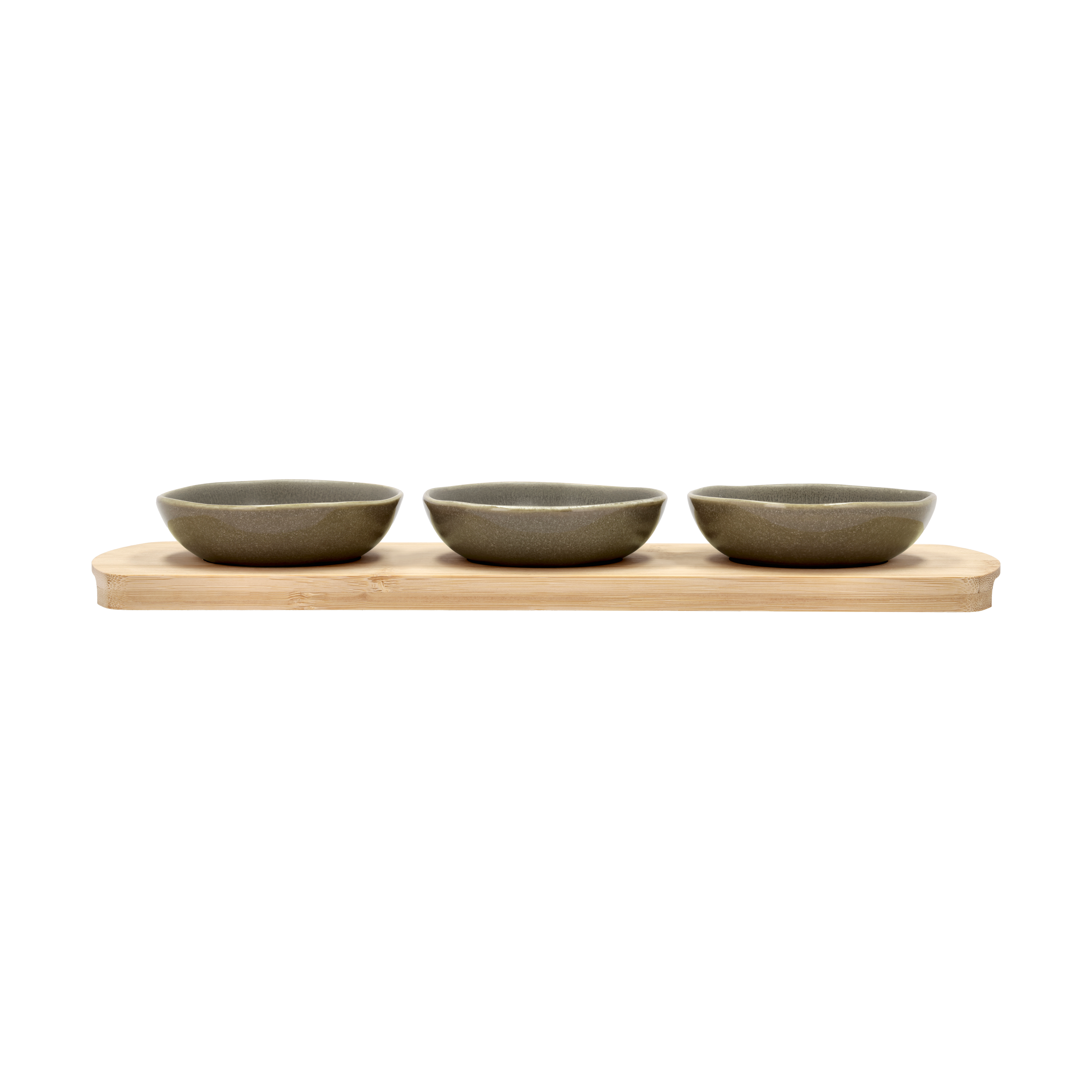 Villa Collection Shoku Bamboo Tray with 3 Bowls, Warm Brown